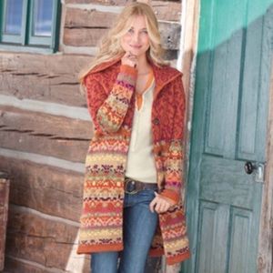 SOLD- Sundance Catalog Copenhagen Cardigan Fair Isle Sweater Coat